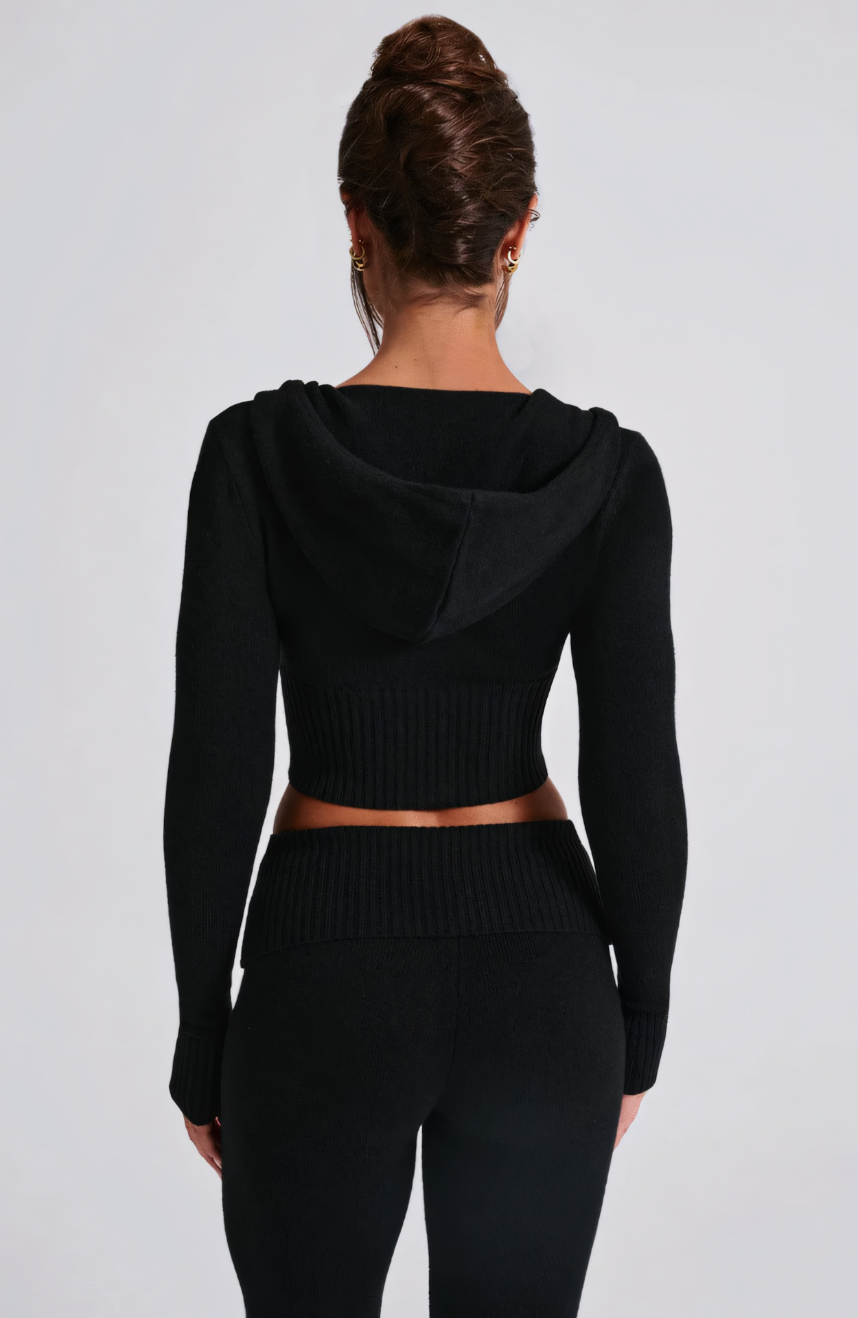 MARA KNIT HOODIE - BLACK