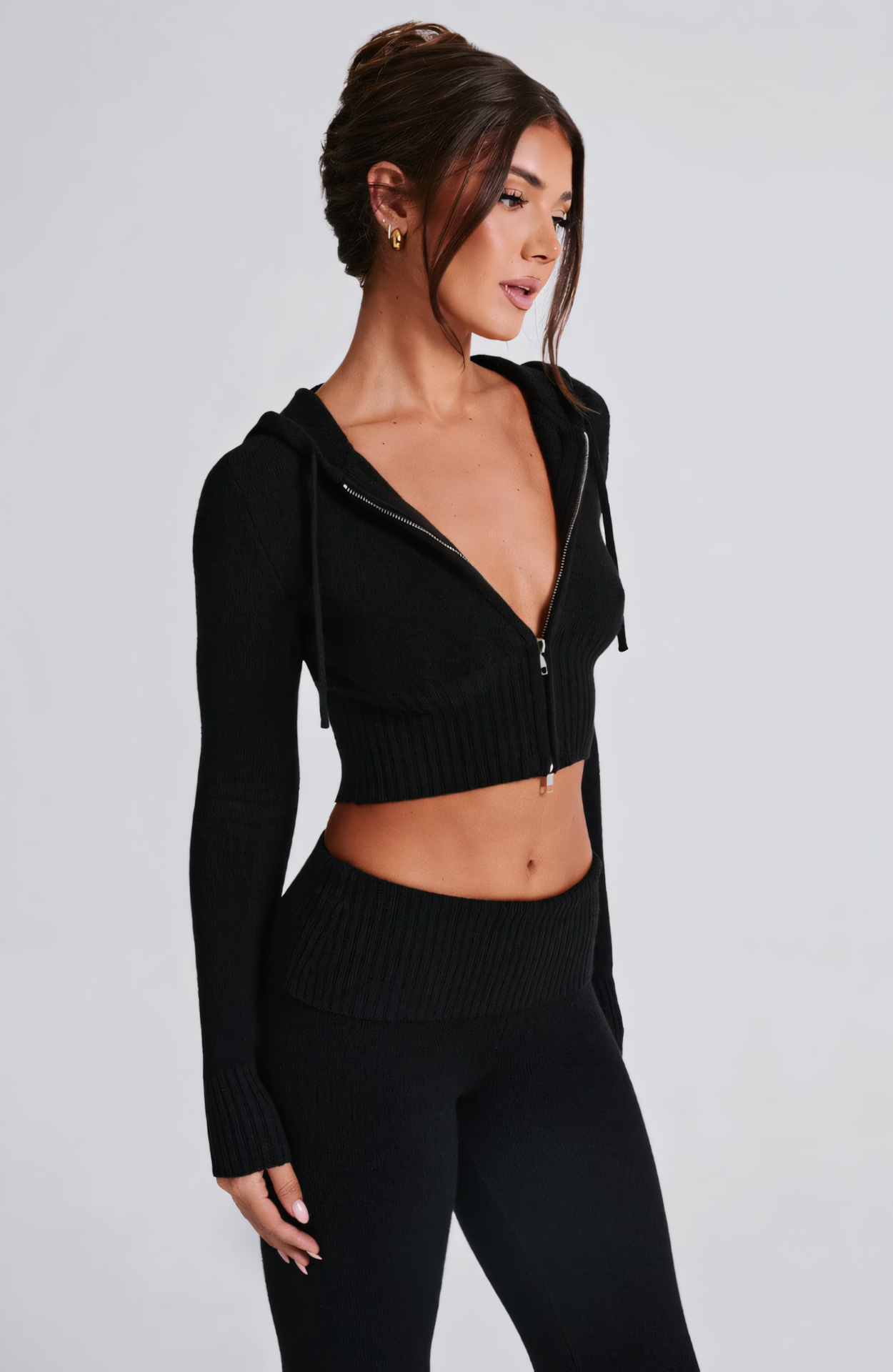 MARA KNIT HOODIE - BLACK
