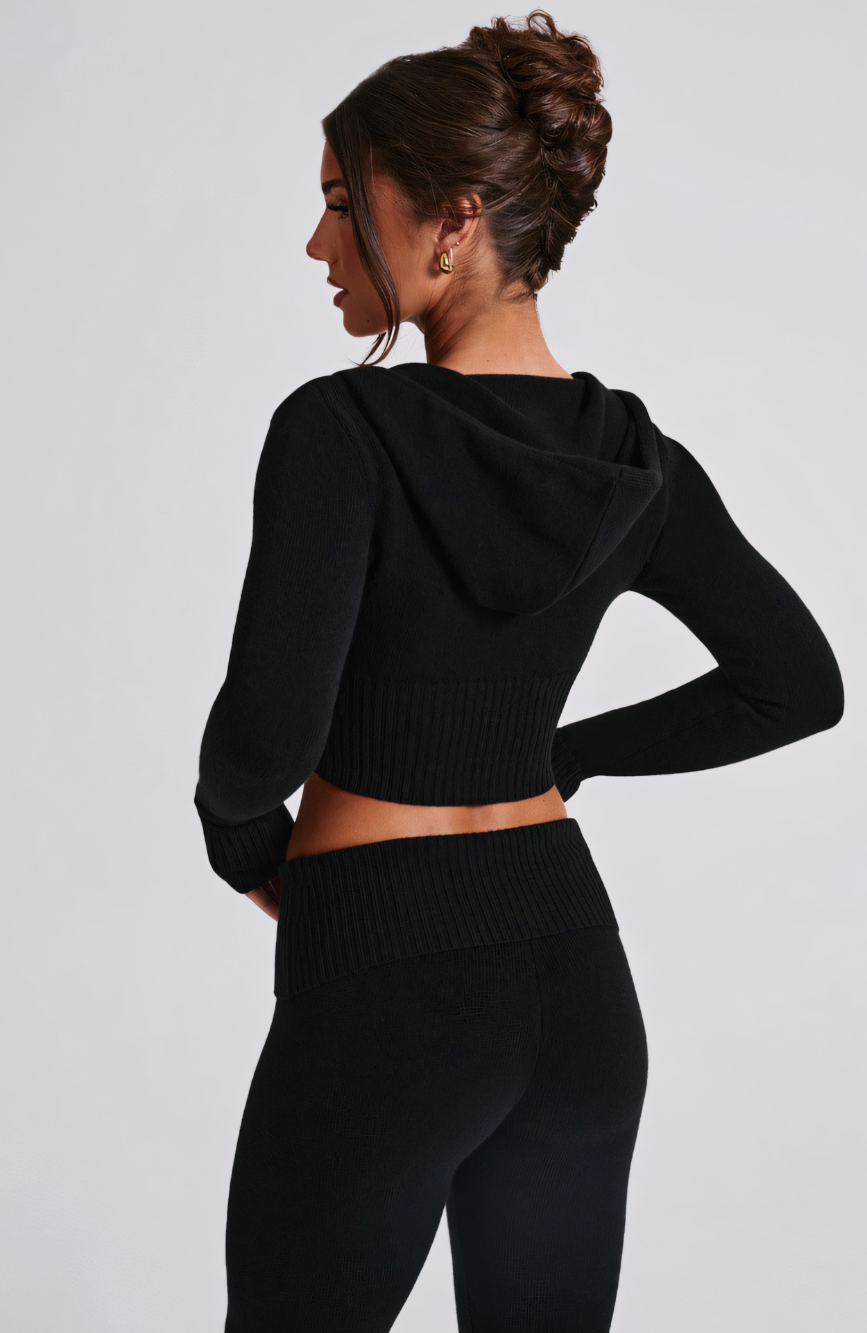 MARA KNIT HOODIE - BLACK