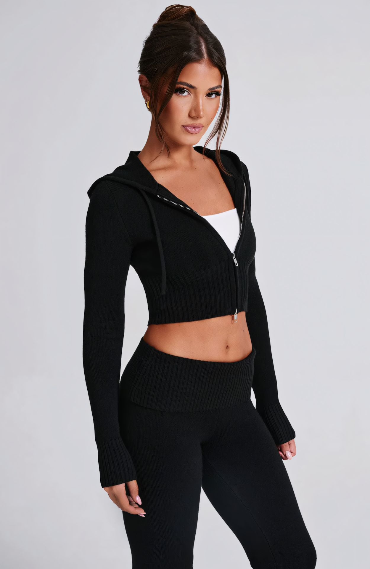 MARA KNIT HOODIE - BLACK