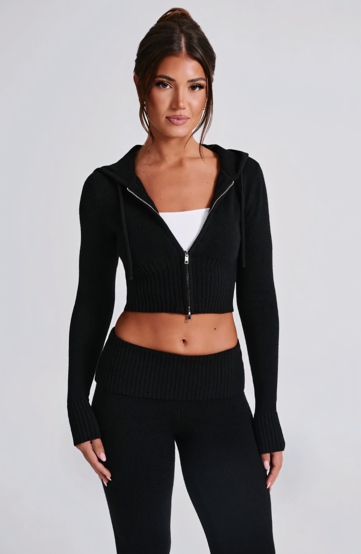 MARA KNIT HOODIE - BLACK