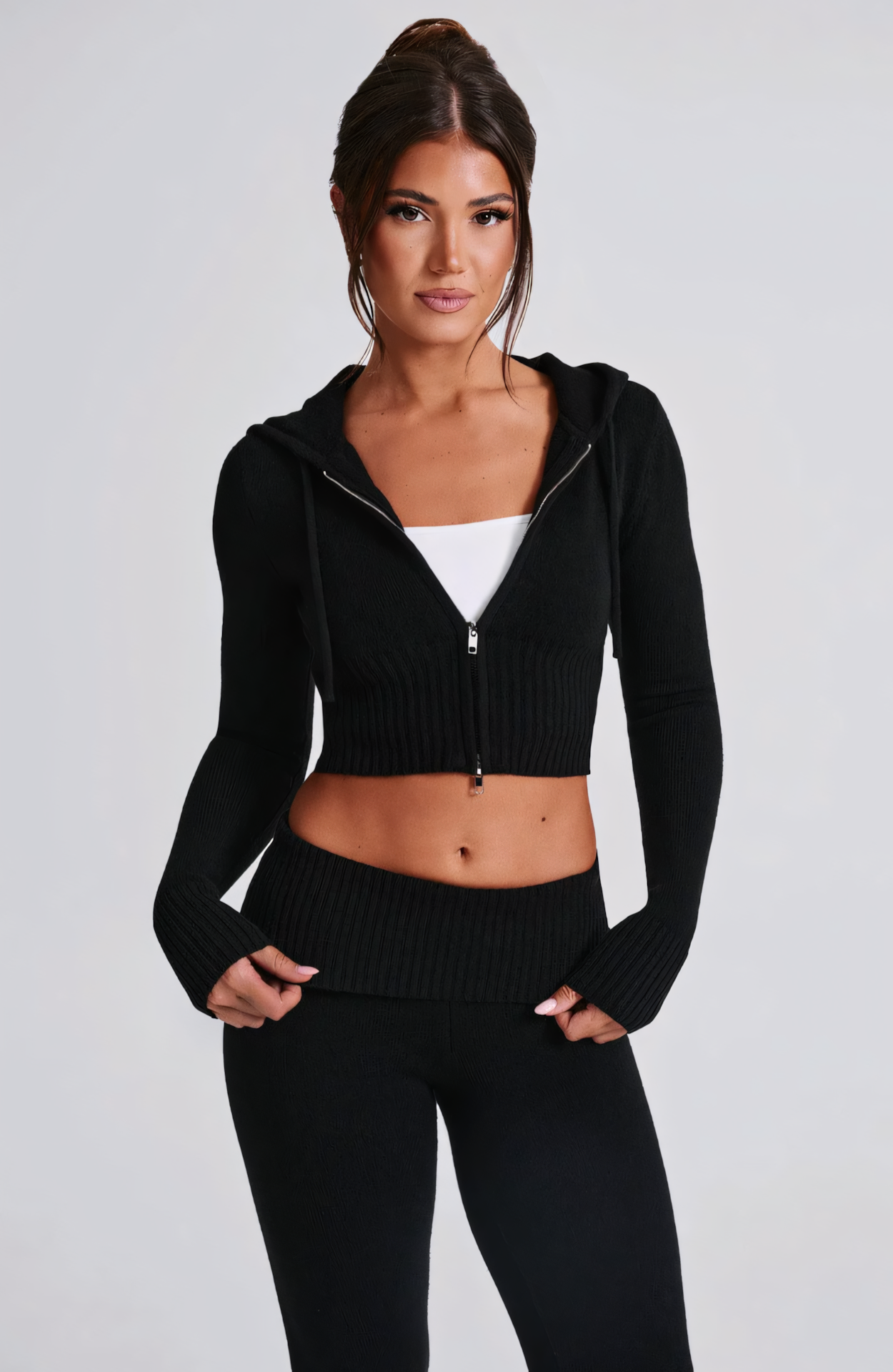 MARA KNIT HOODIE - BLACK