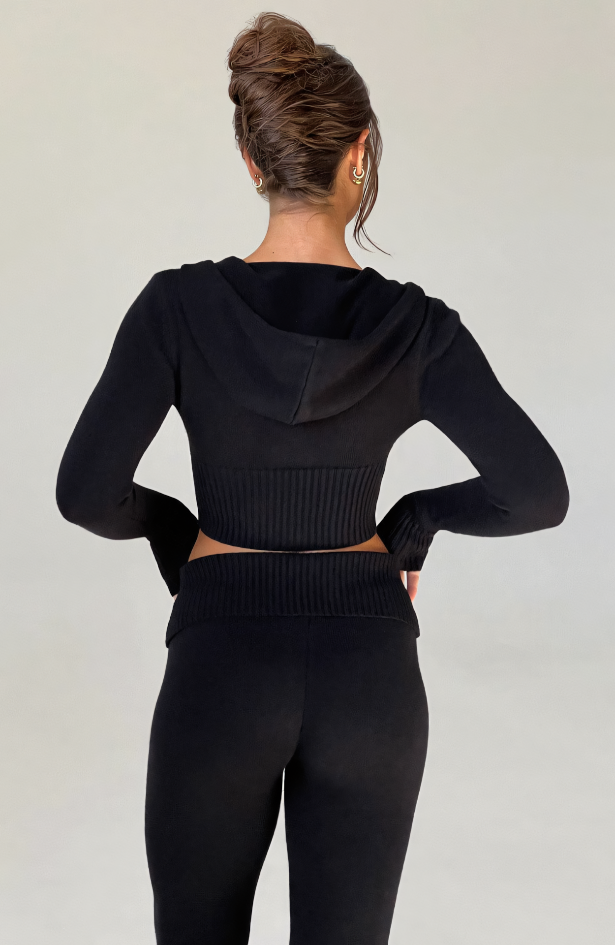 MARA KNIT HOODIE - BLACK