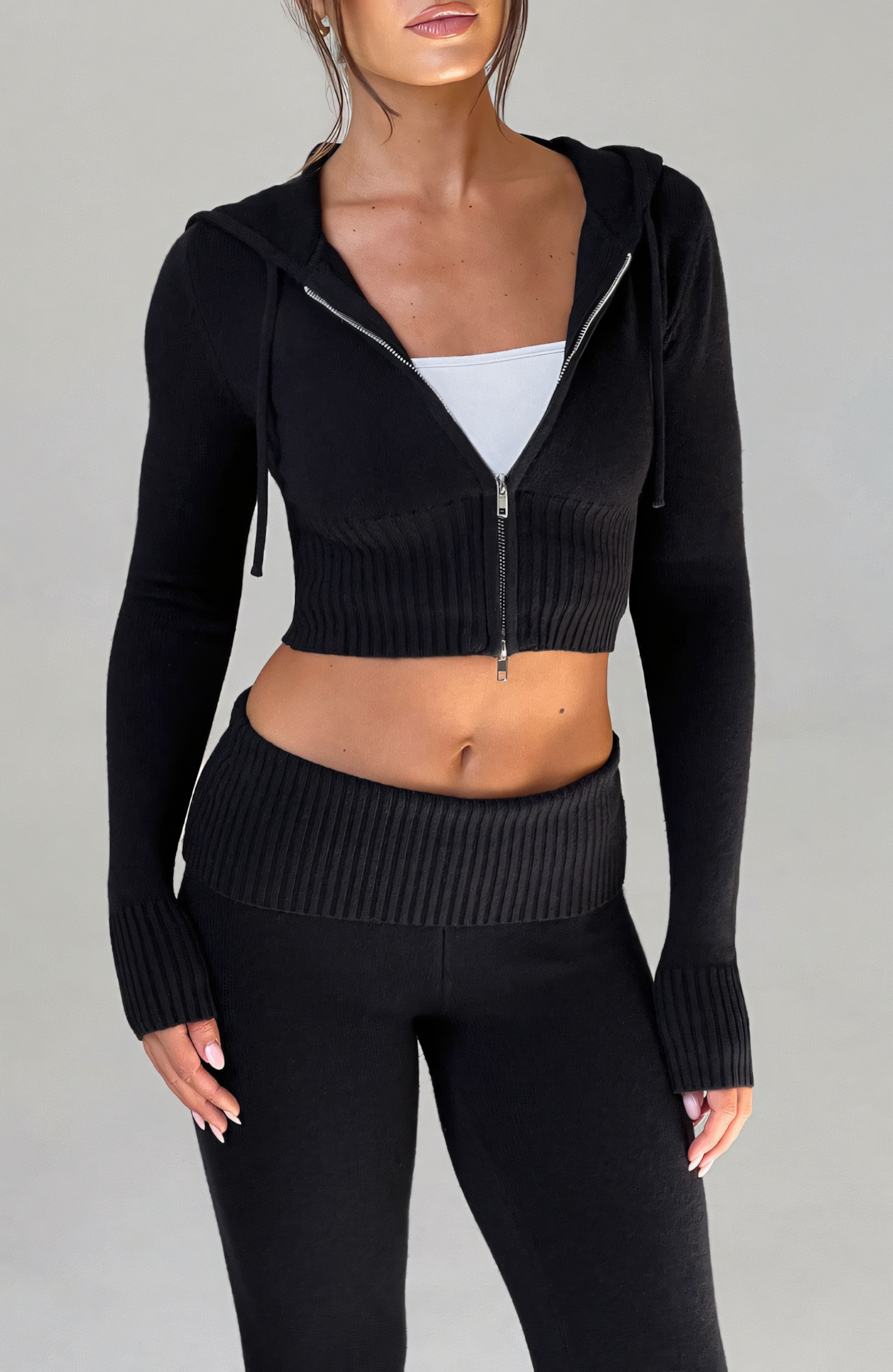 MARA KNIT HOODIE - BLACK