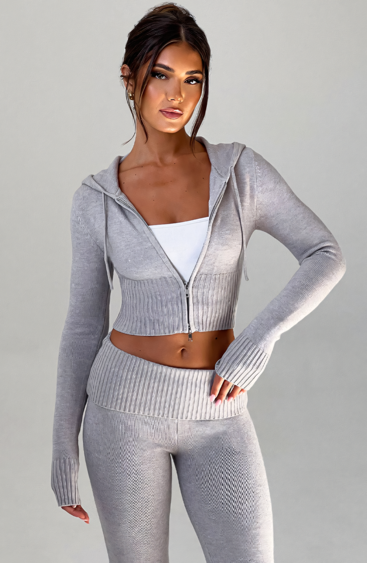 MARA KNIT HOODIE - GREY