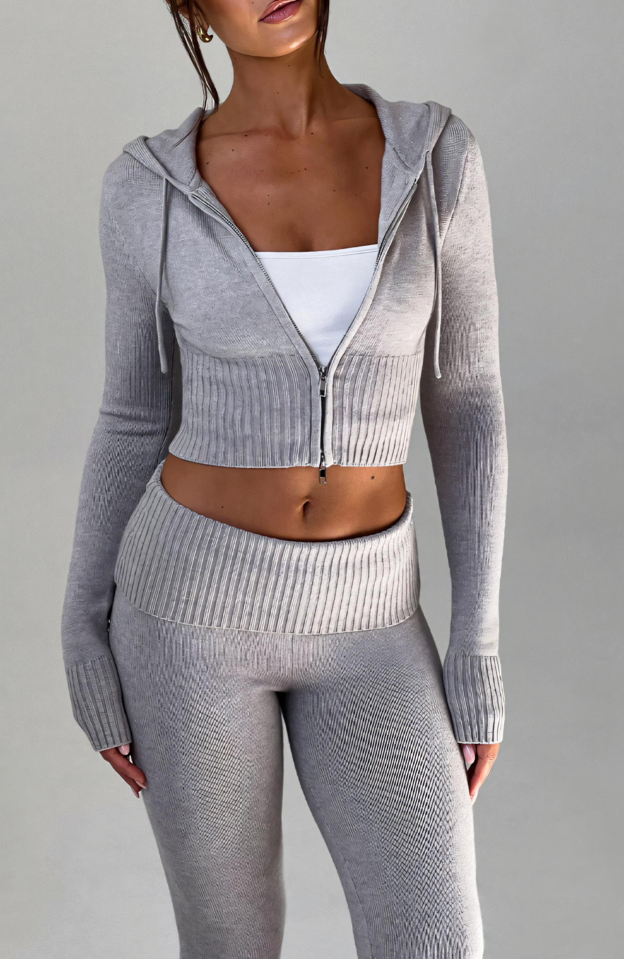 MARA KNIT HOODIE - GREY