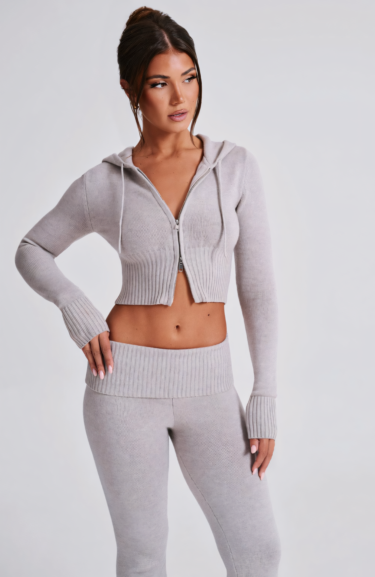 MARA KNIT HOODIE - GREY