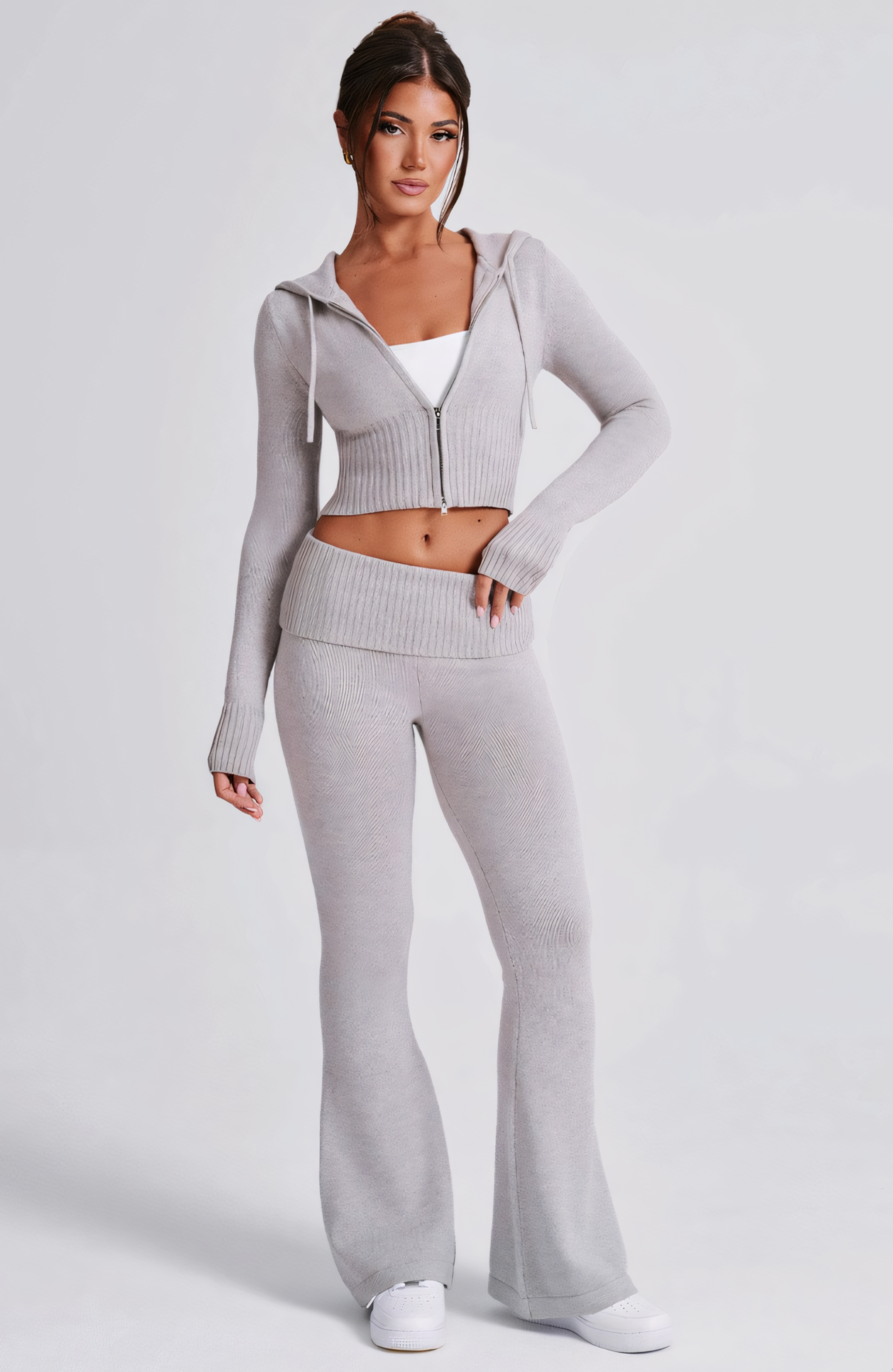MARA KNIT HOODIE - GREY