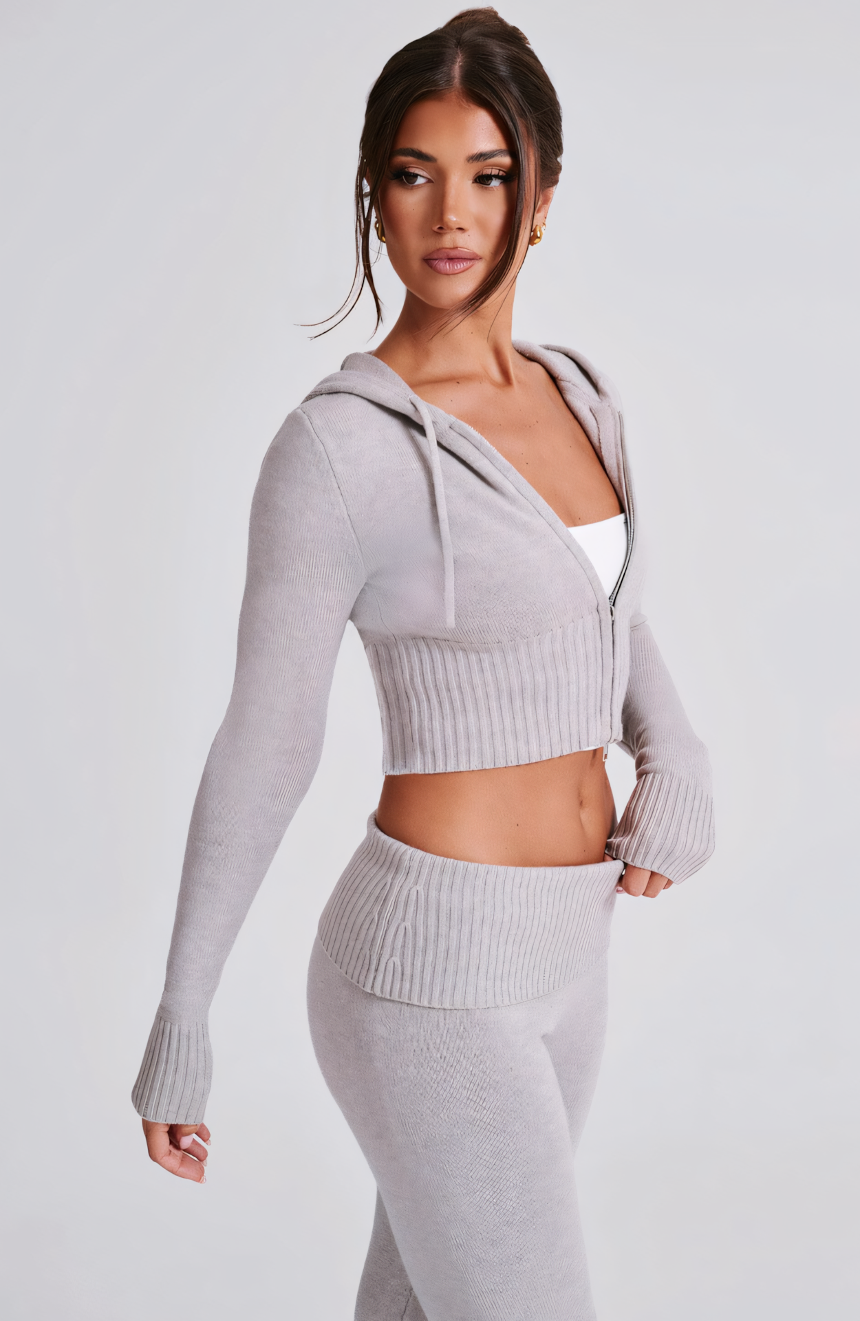 MARA KNIT HOODIE - GREY