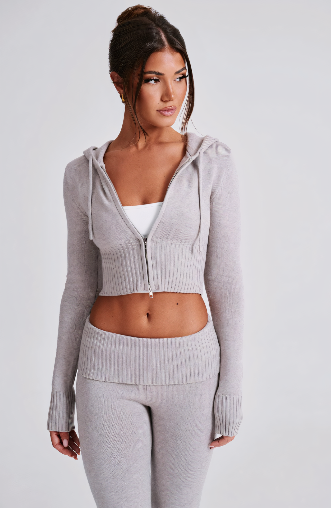 MARA KNIT HOODIE - GREY