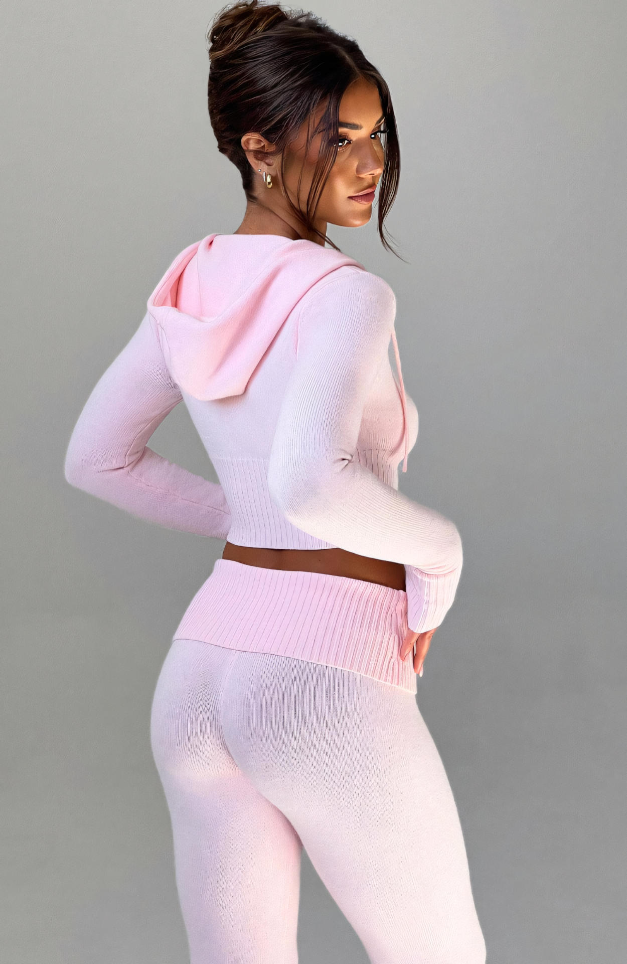 MARA KNIT HOODIE - PINK