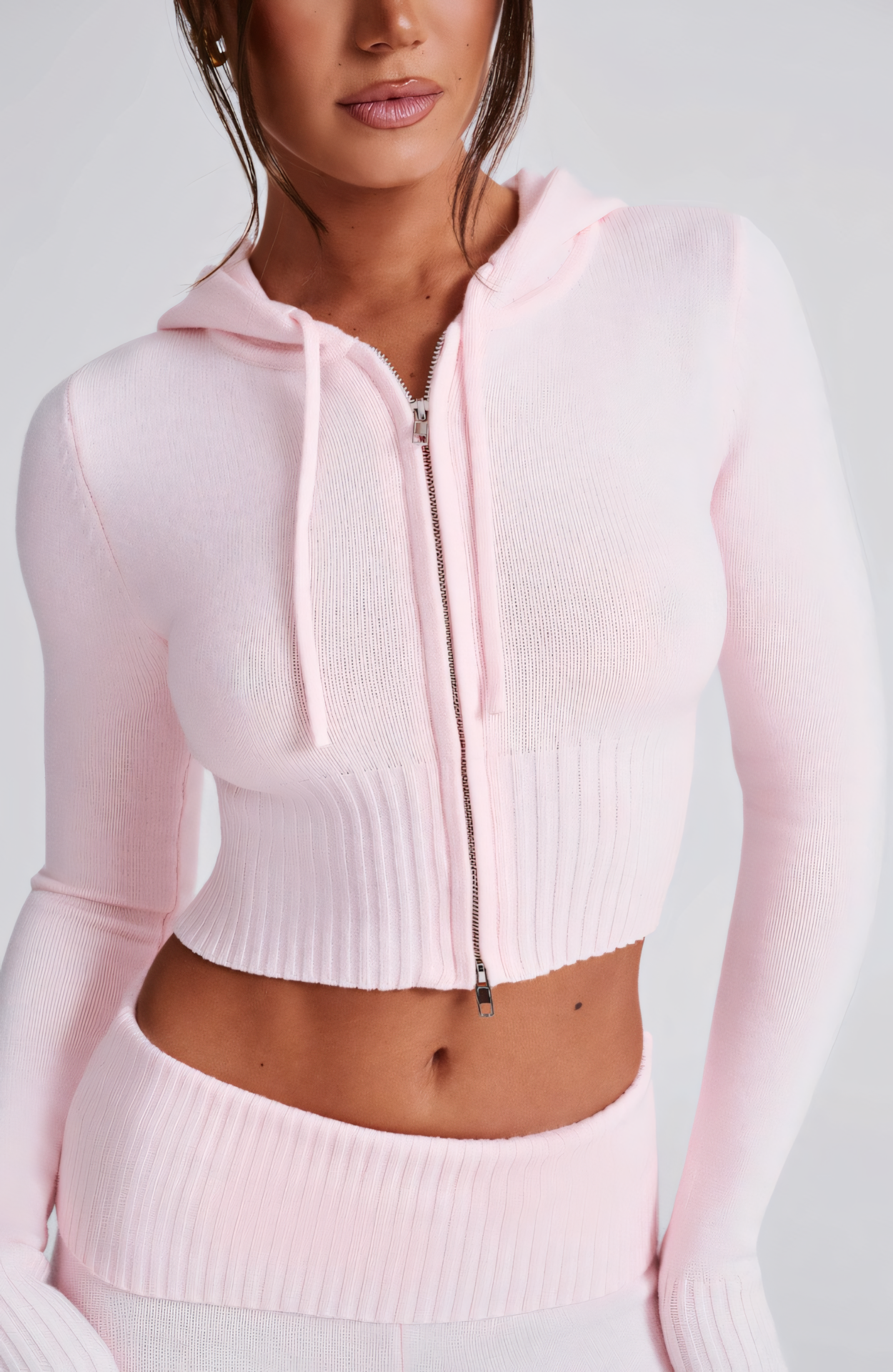 MARA KNIT HOODIE - PINK