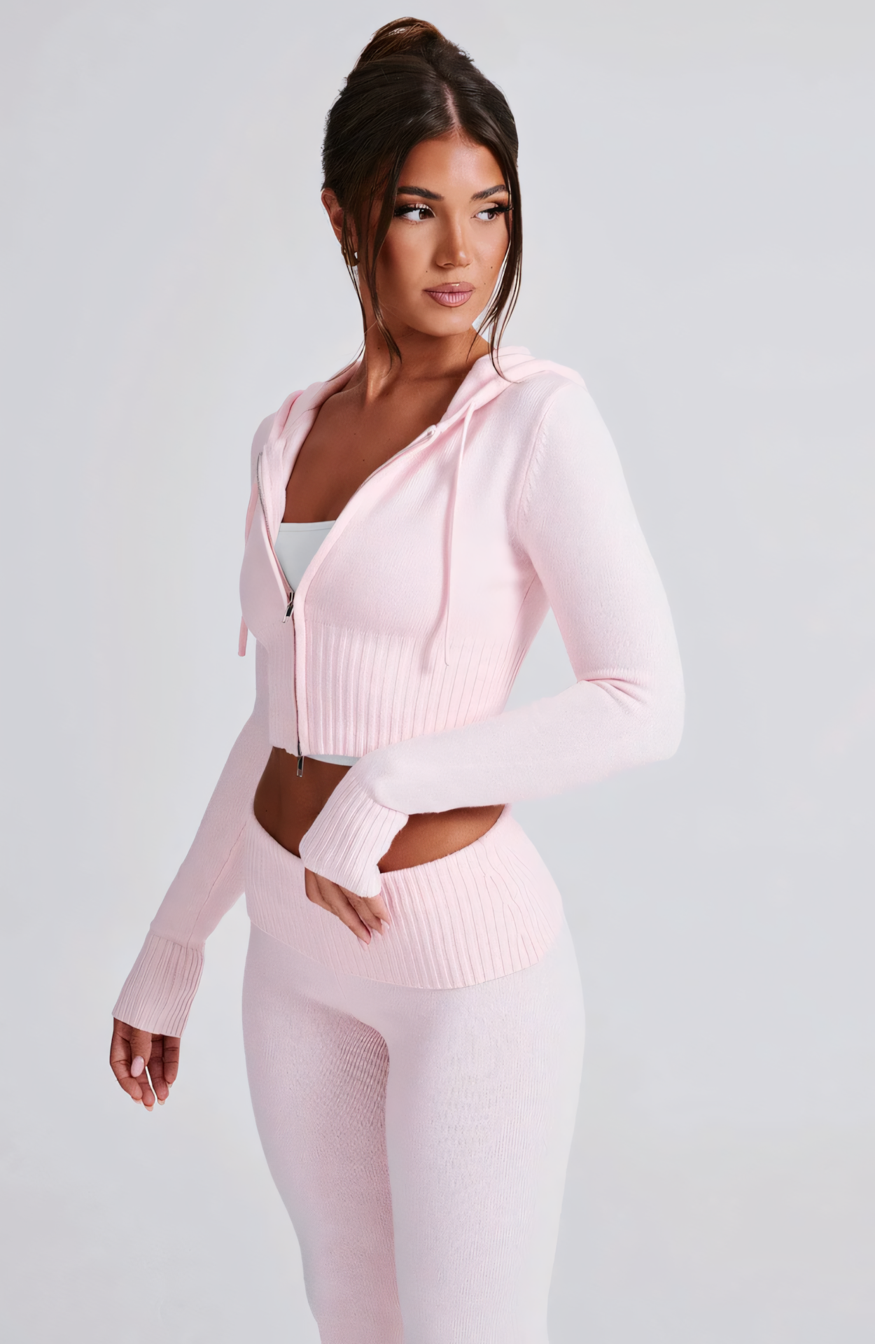 MARA KNIT HOODIE - PINK
