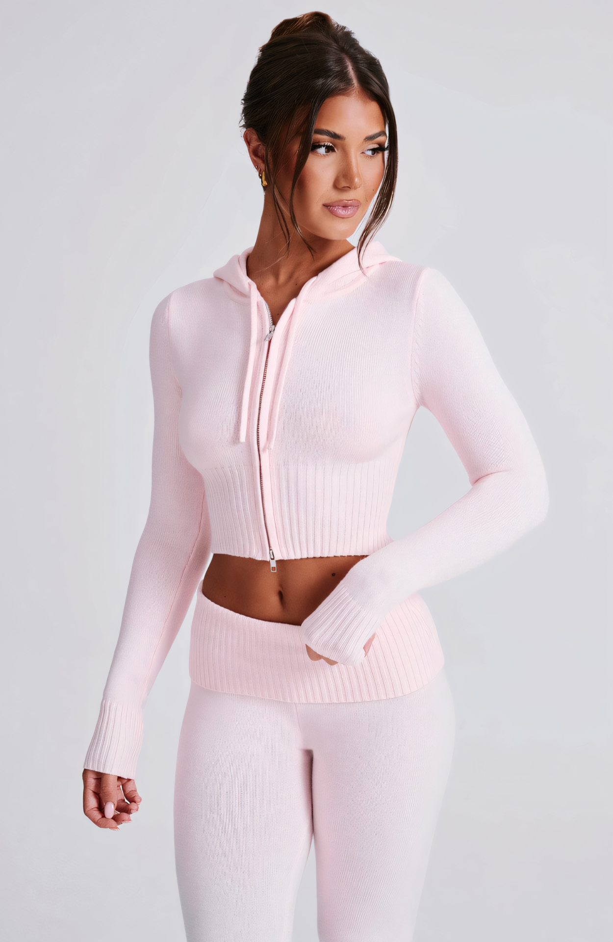 MARA KNIT HOODIE - PINK