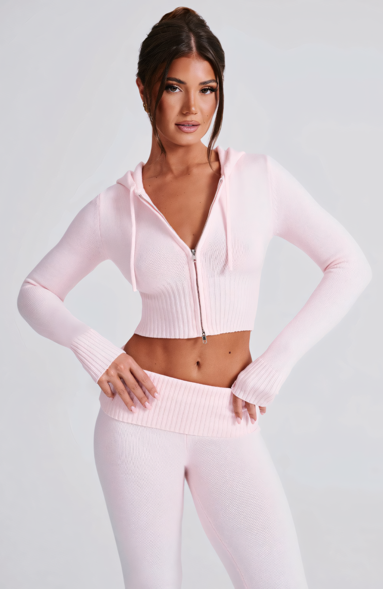 MARA KNIT HOODIE - PINK