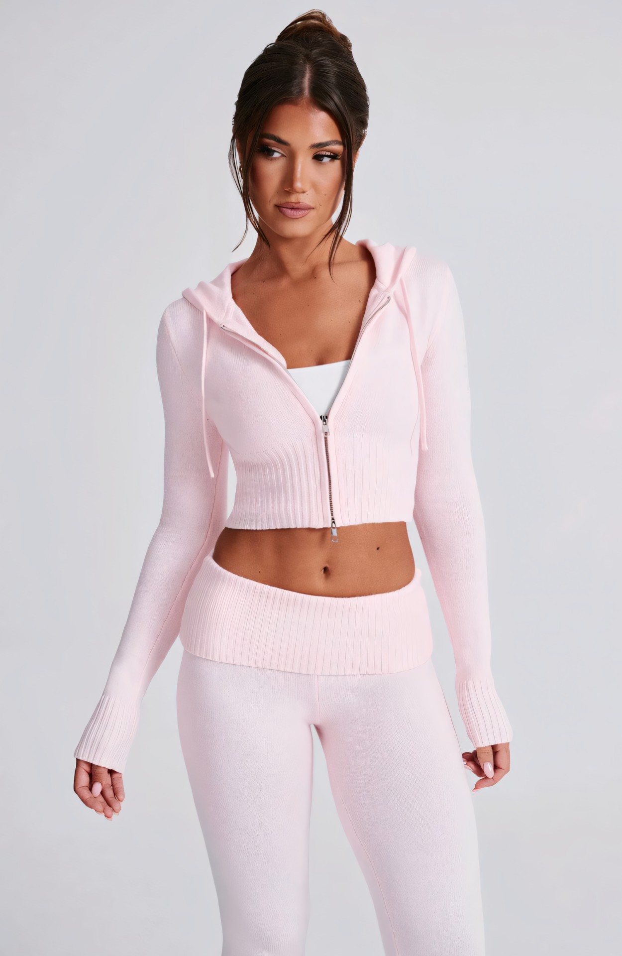 MARA KNIT HOODIE - PINK