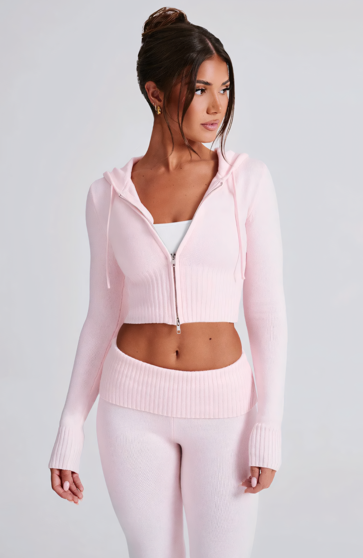 MARA KNIT HOODIE - PINK