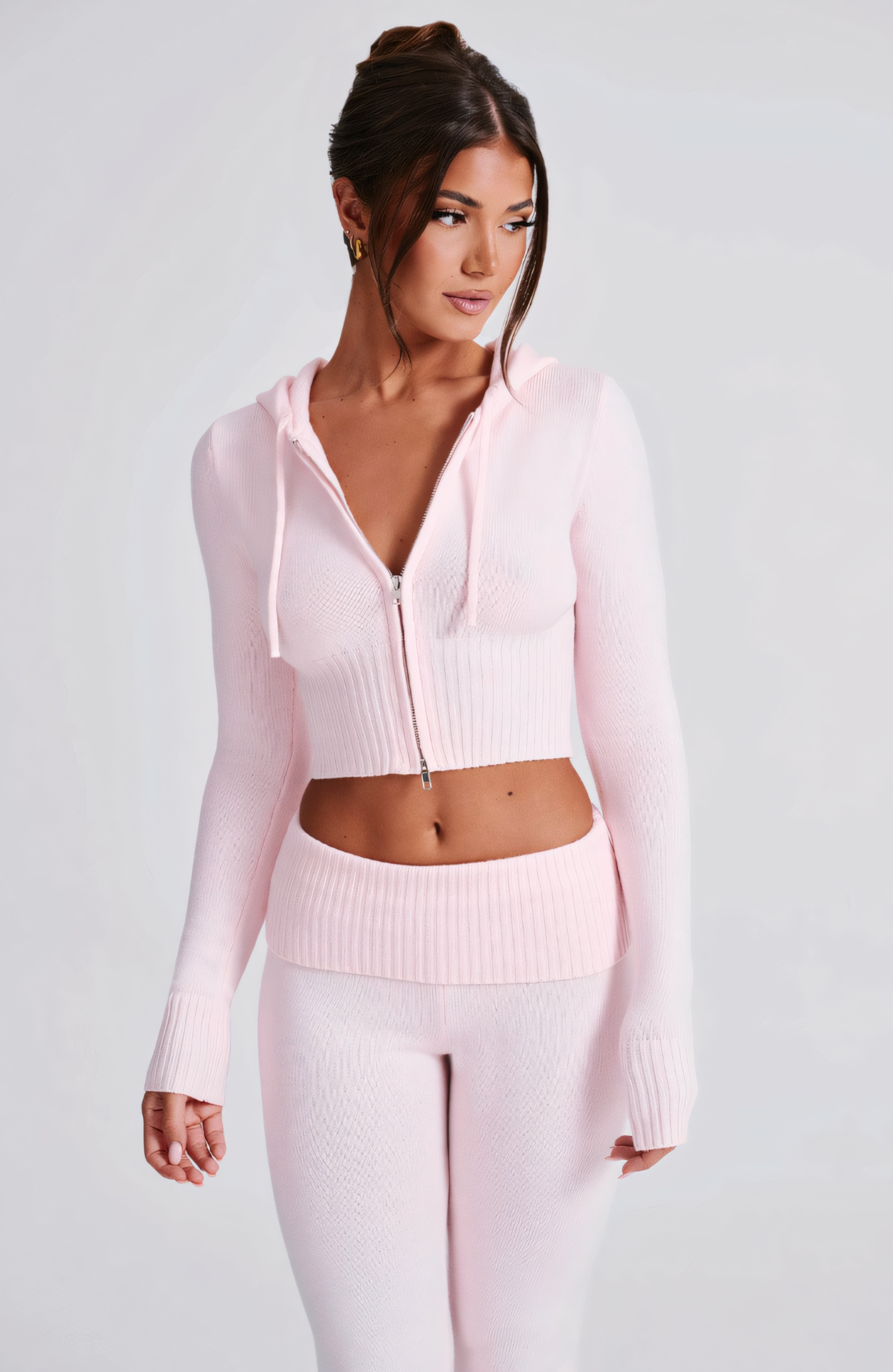 MARA KNIT HOODIE - PINK