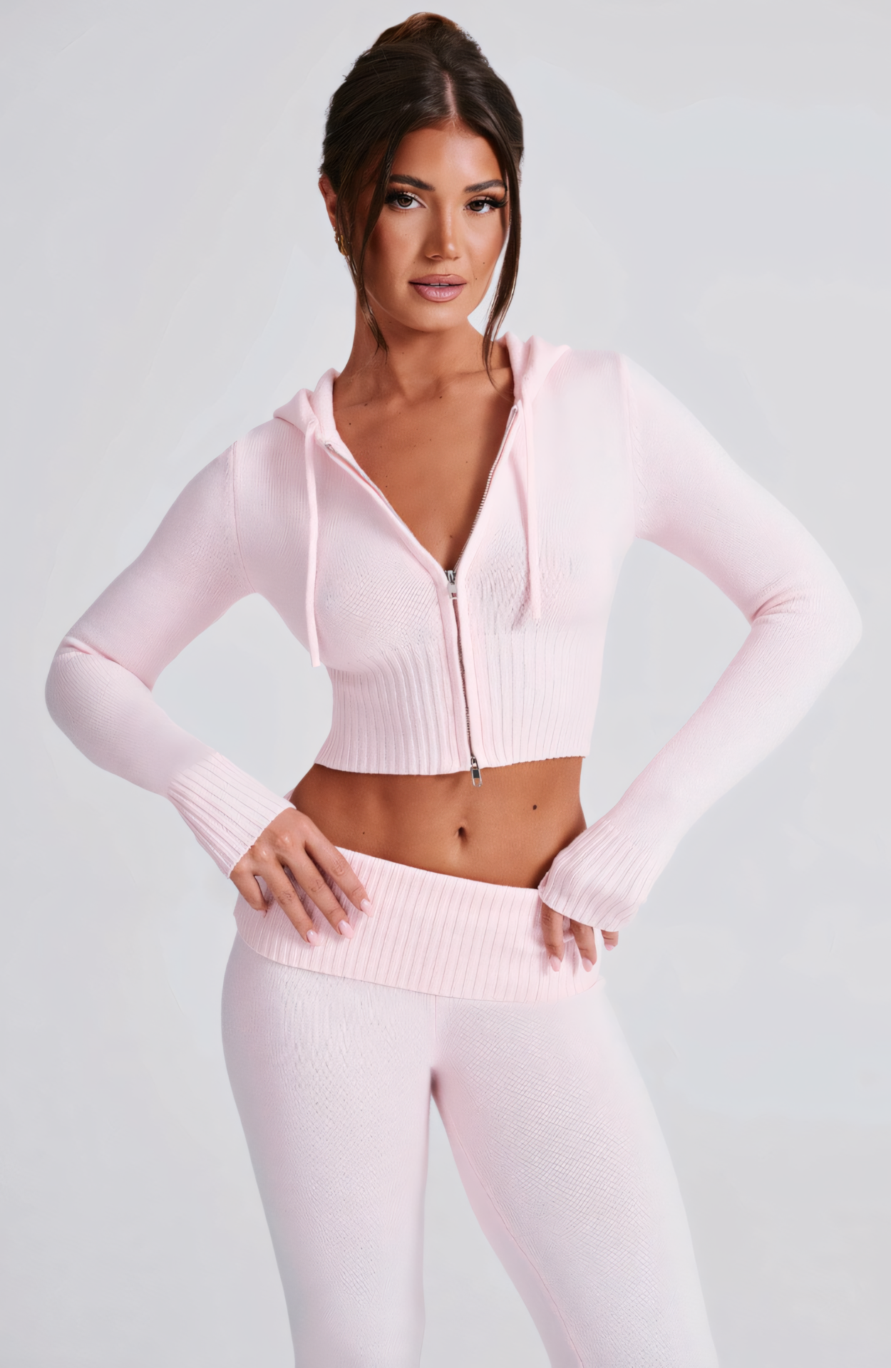 MARA KNIT HOODIE - PINK