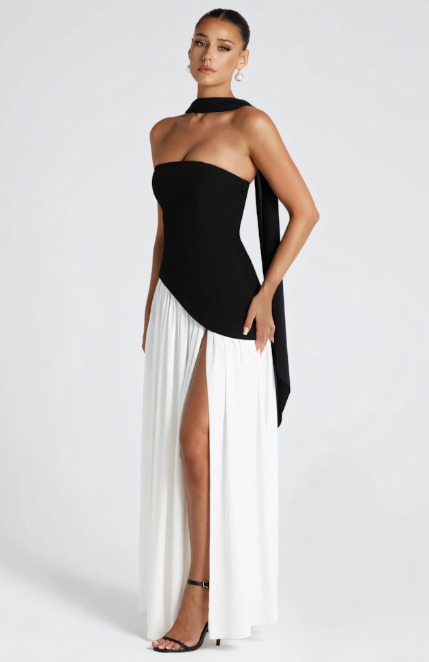 TATE MAXI DRESS - BLACK/WHITE