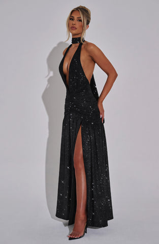 ALEXA MAXI DRESS - BLACK SPARKLE