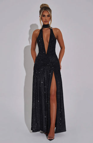 ALEXA MAXI DRESS - BLACK SPARKLE