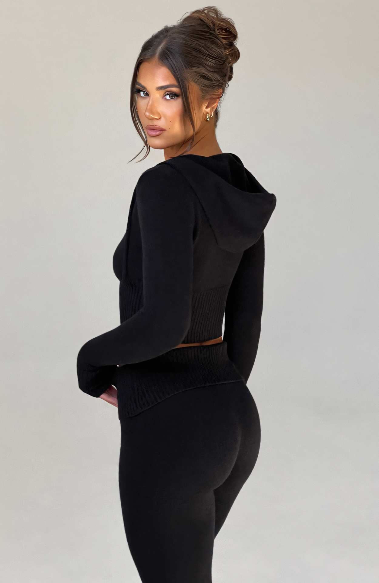 MARA KNIT HOODIE - BLACK