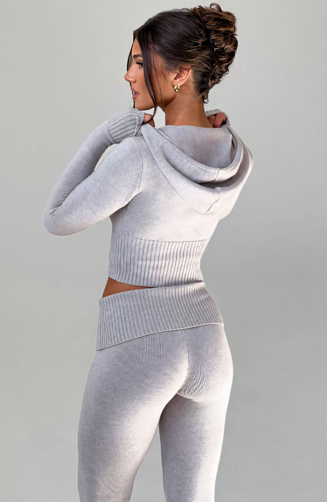 MARA KNIT HOODIE - GREY