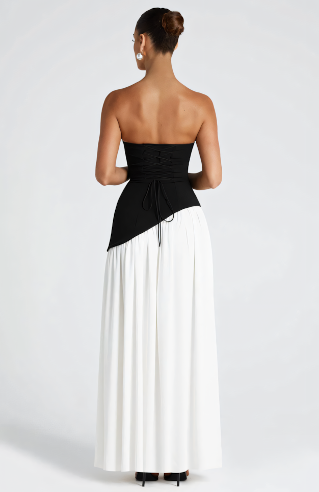 TATE MAXI DRESS - BLACK/WHITE